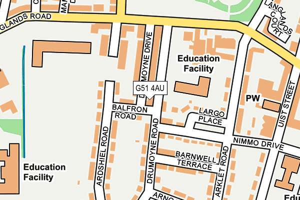 G51 4AU map - OS OpenMap – Local (Ordnance Survey)