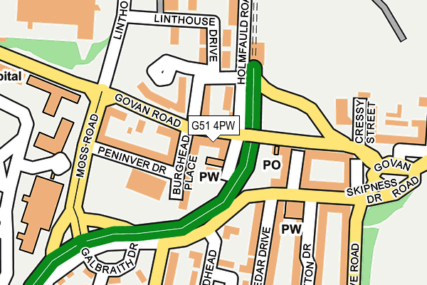 G51 4PW map - OS OpenMap – Local (Ordnance Survey) G51 4PW map - OS OpenMap – Local (Ordnance Survey)