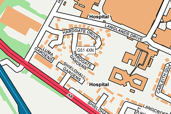 G51 4XN map - OS OpenMap – Local (Ordnance Survey) G51 4XN map - OS OpenMap – Local (Ordnance Survey)