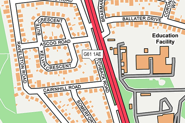 G61 1AE map - OS OpenMap – Local (Ordnance Survey) G61 1AE map - OS OpenMap – Local (Ordnance Survey)