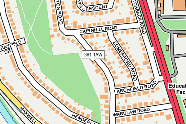G61 1AW map - OS OpenMap – Local (Ordnance Survey)
