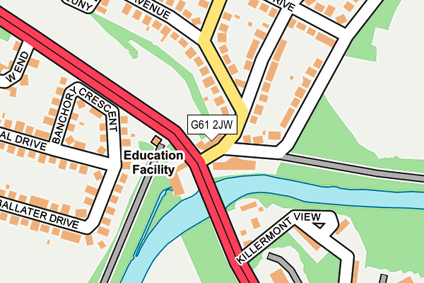 G61 2JW map - OS OpenMap – Local (Ordnance Survey)