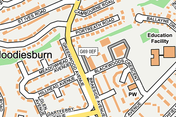 G69 0EF map - OS OpenMap – Local (Ordnance Survey)