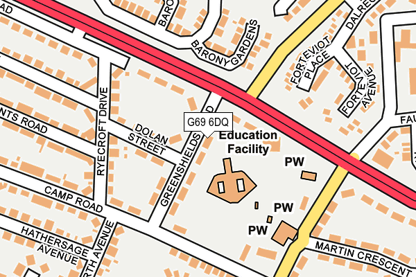 G69 6DQ map - OS OpenMap – Local (Ordnance Survey)