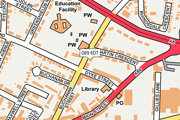 G69 6DT map - OS OpenMap – Local (Ordnance Survey)