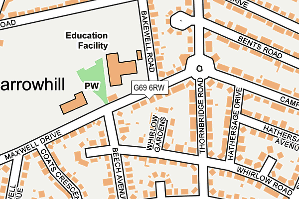 G69 6RW map - OS OpenMap – Local (Ordnance Survey)