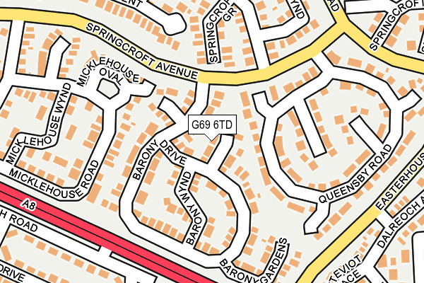 G69 6TD map - OS OpenMap – Local (Ordnance Survey)