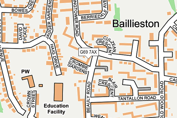 G69 7AX map - OS OpenMap – Local (Ordnance Survey)