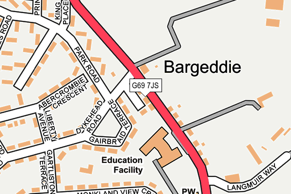 G69 7JS map - OS OpenMap – Local (Ordnance Survey)