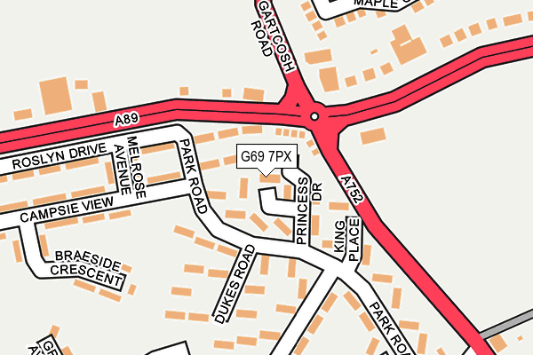 G69 7PX map - OS OpenMap – Local (Ordnance Survey) G69 7PX map - OS OpenMap – Local (Ordnance Survey)