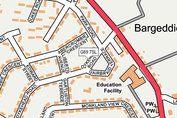 G69 7SL map - OS OpenMap – Local (Ordnance Survey)