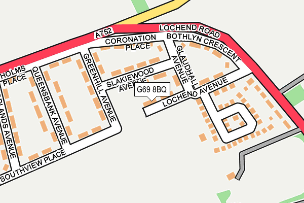 G69 8BQ map - OS OpenMap – Local (Ordnance Survey)