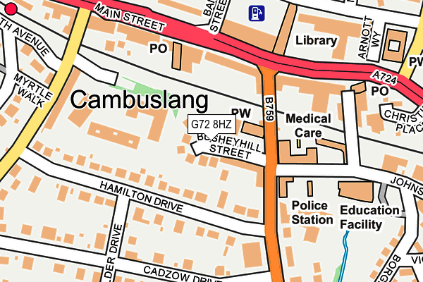 G72 8HZ map - OS OpenMap – Local (Ordnance Survey)