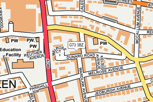 G73 3BZ map - OS OpenMap – Local (Ordnance Survey)