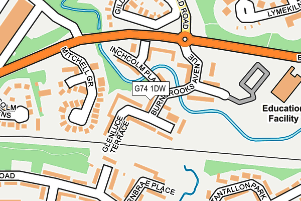 G74 1DW map - OS OpenMap – Local (Ordnance Survey) G74 1DW map - OS OpenMap – Local (Ordnance Survey)