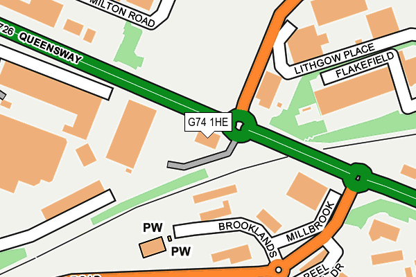 G74 1HE map - OS OpenMap – Local (Ordnance Survey) G74 1HE map - OS OpenMap – Local (Ordnance Survey)
