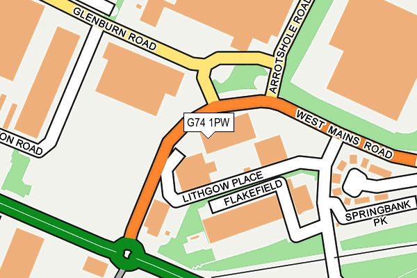 G74 1PW map - OS OpenMap – Local (Ordnance Survey) G74 1PW map - OS OpenMap – Local (Ordnance Survey)