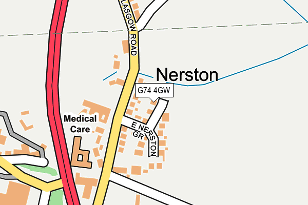 G74 4GW map - OS OpenMap – Local (Ordnance Survey)