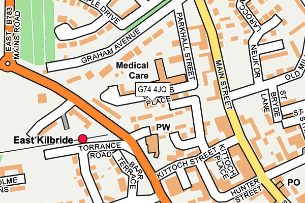 G74 4JQ map - OS OpenMap – Local (Ordnance Survey)