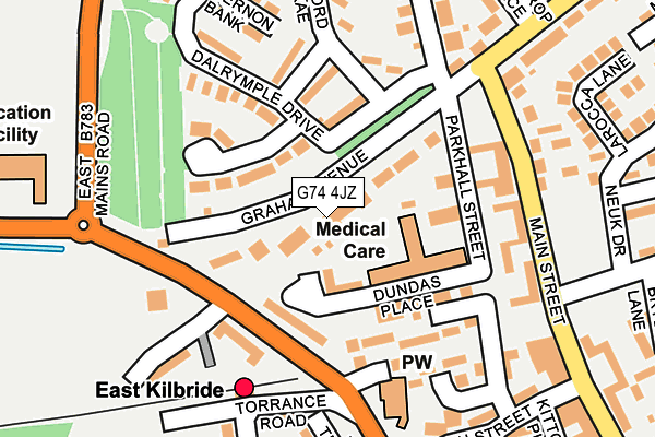 G74 4JZ map - OS OpenMap – Local (Ordnance Survey)