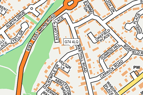 G74 4LQ map - OS OpenMap – Local (Ordnance Survey)