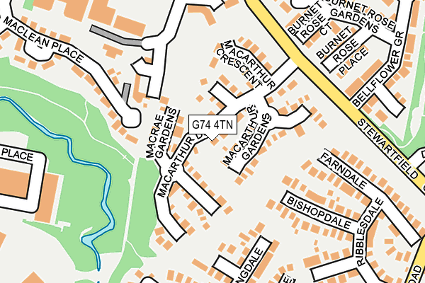 G74 4TN map - OS OpenMap – Local (Ordnance Survey)
