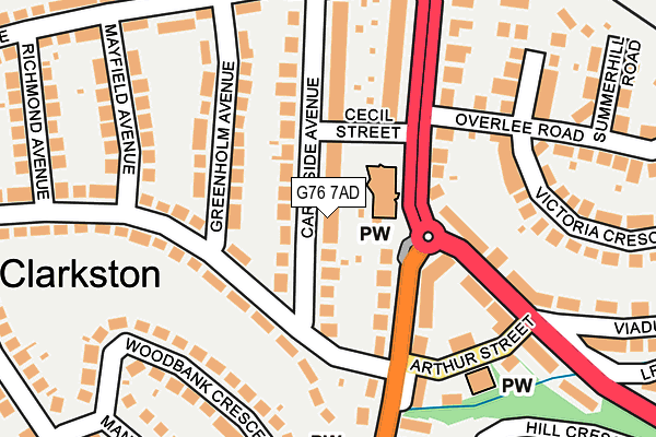 G76 7AD map - OS OpenMap – Local (Ordnance Survey)