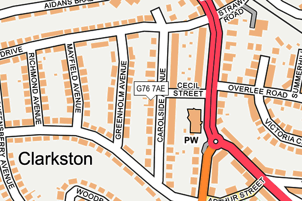 G76 7AE map - OS OpenMap – Local (Ordnance Survey) G76 7AE map - OS OpenMap – Local (Ordnance Survey)