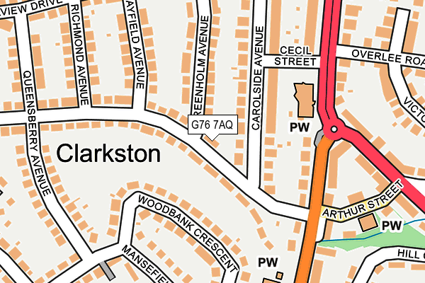 G76 7AQ map - OS OpenMap – Local (Ordnance Survey)