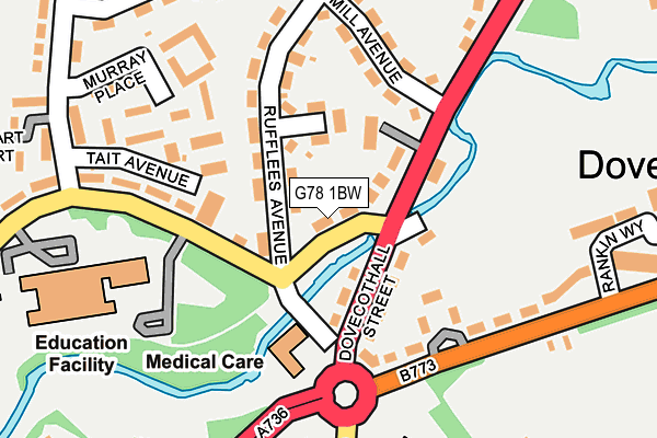 G78 1BW map - OS OpenMap – Local (Ordnance Survey) G78 1BW map - OS OpenMap – Local (Ordnance Survey)