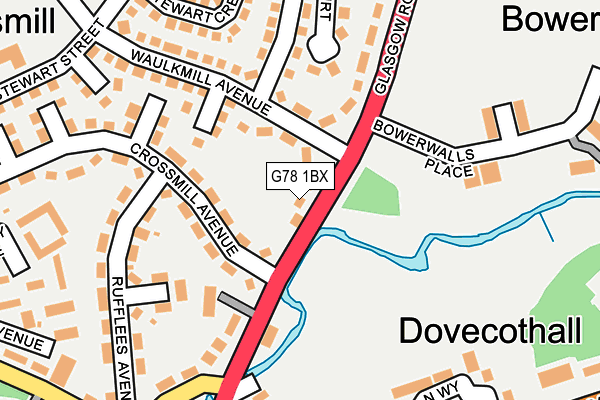 G78 1BX map - OS OpenMap – Local (Ordnance Survey) G78 1BX map - OS OpenMap – Local (Ordnance Survey)