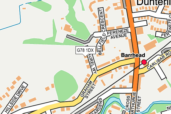 G78 1DX map - OS OpenMap – Local (Ordnance Survey) G78 1DX map - OS OpenMap – Local (Ordnance Survey)