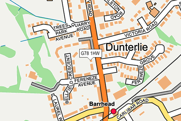 G78 1HW map - OS OpenMap – Local (Ordnance Survey)