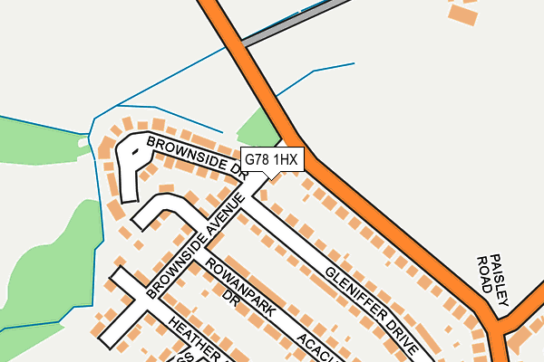 G78 1HX map - OS OpenMap – Local (Ordnance Survey) G78 1HX map - OS OpenMap – Local (Ordnance Survey)