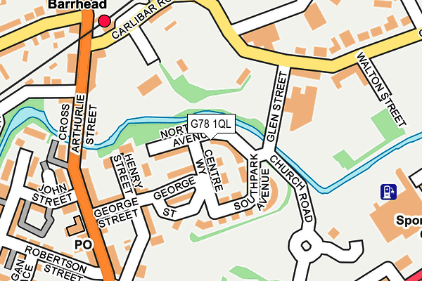 G78 1QL map - OS OpenMap – Local (Ordnance Survey) G78 1QL map - OS OpenMap – Local (Ordnance Survey)