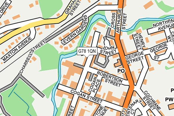 G78 1QN map - OS OpenMap – Local (Ordnance Survey) G78 1QN map - OS OpenMap – Local (Ordnance Survey)