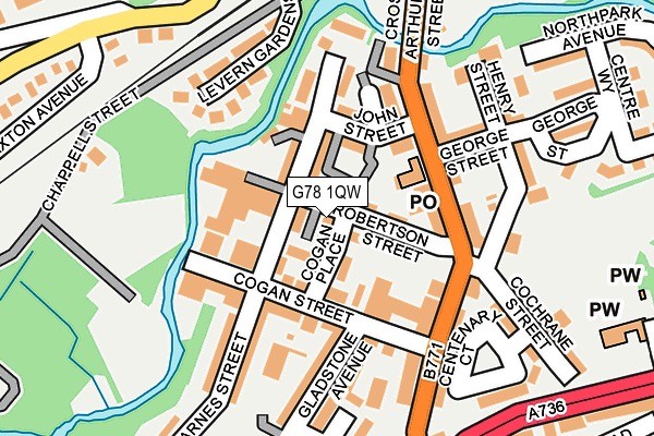 G78 1QW map - OS OpenMap – Local (Ordnance Survey) G78 1QW map - OS OpenMap – Local (Ordnance Survey)