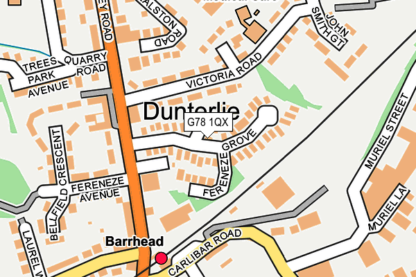 G78 1QX map - OS OpenMap – Local (Ordnance Survey) G78 1QX map - OS OpenMap – Local (Ordnance Survey)