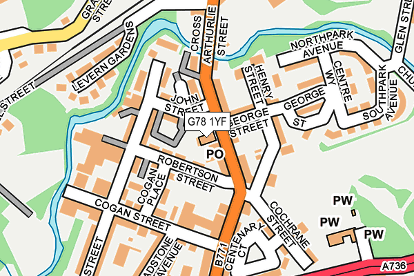 G78 1YF map - OS OpenMap – Local (Ordnance Survey) G78 1YF map - OS OpenMap – Local (Ordnance Survey)