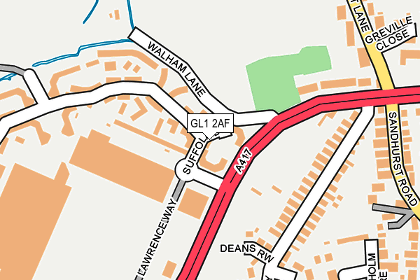 GL1 2AF map - OS OpenMap – Local (Ordnance Survey) GL1 2AF map - OS OpenMap – Local (Ordnance Survey)