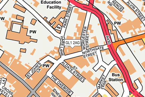 GL1 2AG map - OS OpenMap – Local (Ordnance Survey) GL1 2AG map - OS OpenMap – Local (Ordnance Survey)