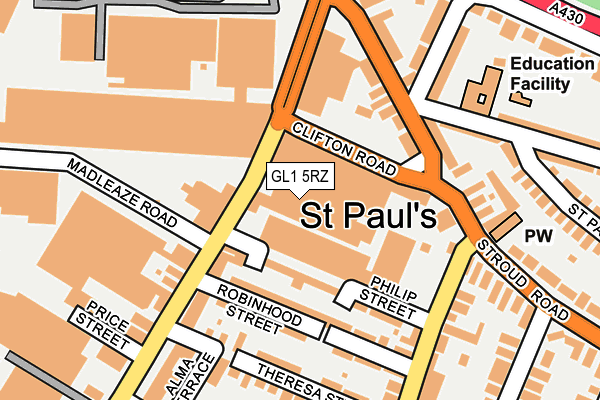 GL1 5RZ map - OS OpenMap – Local (Ordnance Survey) GL1 5RZ map - OS OpenMap – Local (Ordnance Survey)