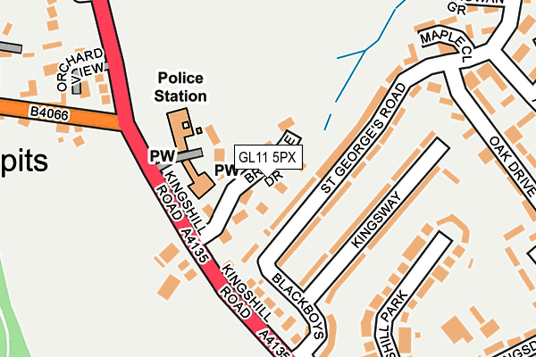 GL11 5PX map - OS OpenMap – Local (Ordnance Survey) GL11 5PX map - OS OpenMap – Local (Ordnance Survey)