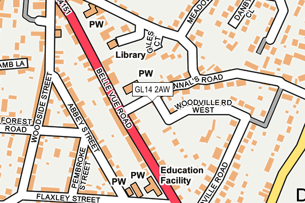 GL14 2AW map - OS OpenMap – Local (Ordnance Survey)