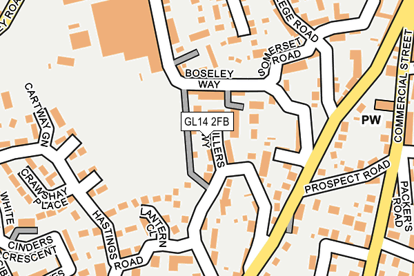 GL14 2FB map - OS OpenMap – Local (Ordnance Survey) GL14 2FB map - OS OpenMap – Local (Ordnance Survey)