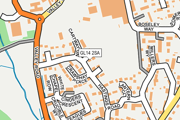 GL14 2SA map - OS OpenMap – Local (Ordnance Survey) GL14 2SA map - OS OpenMap – Local (Ordnance Survey)