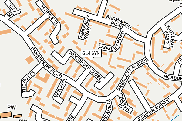 GL4 6YN map - OS OpenMap – Local (Ordnance Survey) GL4 6YN map - OS OpenMap – Local (Ordnance Survey)