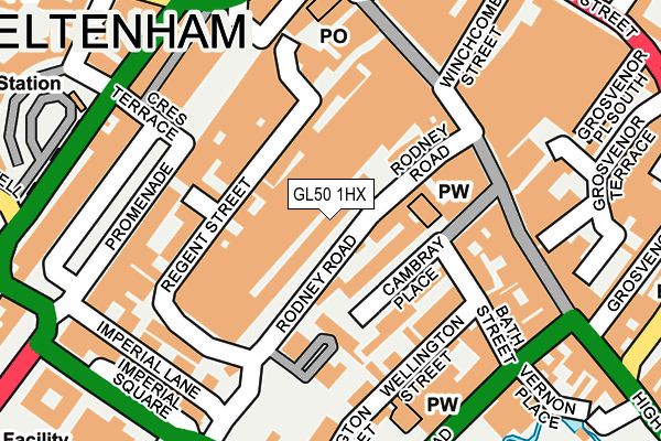 GL50 1HX map - OS OpenMap – Local (Ordnance Survey) GL50 1HX map - OS OpenMap – Local (Ordnance Survey)