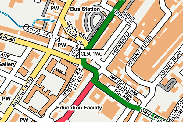 GL50 1WG map - OS OpenMap – Local (Ordnance Survey) GL50 1WG map - OS OpenMap – Local (Ordnance Survey)
