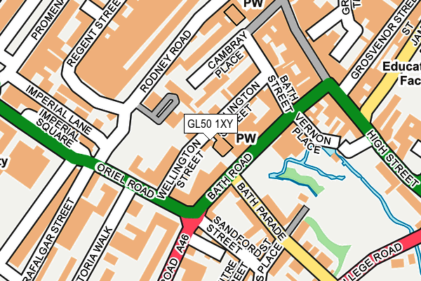 GL50 1XY map - OS OpenMap – Local (Ordnance Survey) GL50 1XY map - OS OpenMap – Local (Ordnance Survey)